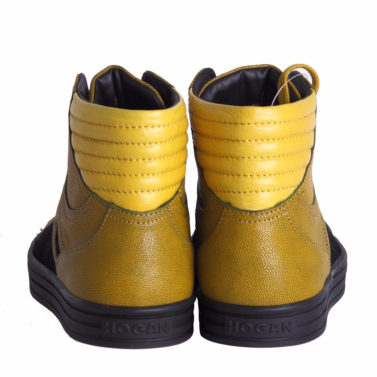 hogan/霍根 男士新潮真皮logo图案高帮休闲鞋 黄色 欧码5.